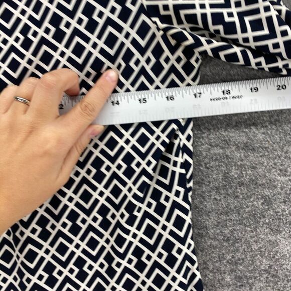 Donna Morgan Dress Women 4P Petite Black Geometric Shift Midi 3/4 Sleeve Casual - Picture 7 of 9